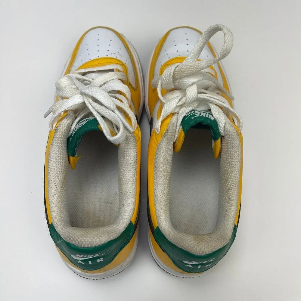 Nike Sneakers Kids 4Y Air Force 1 Low Yellow White Green Black Leather EUC